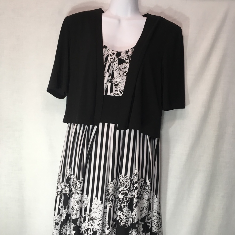 Simple black and white dress with short jacket
